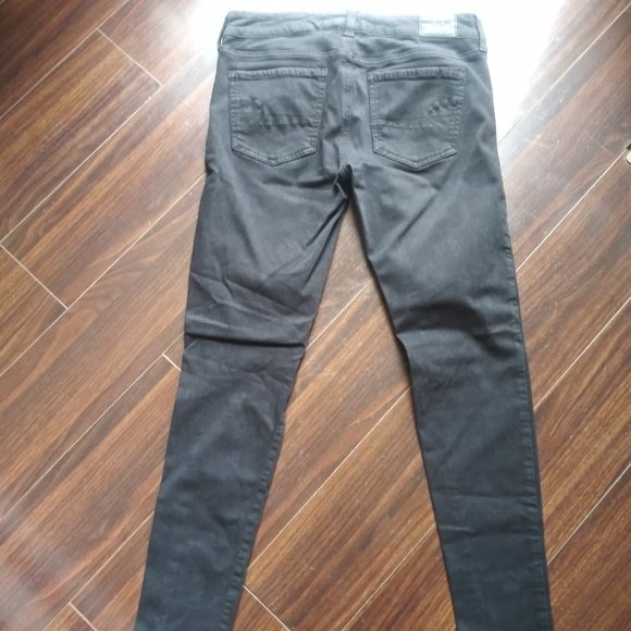 Black American Eagle Super Stretch X. Skinny Jeggings Size 4 Distressed - Picture 3 of 9
